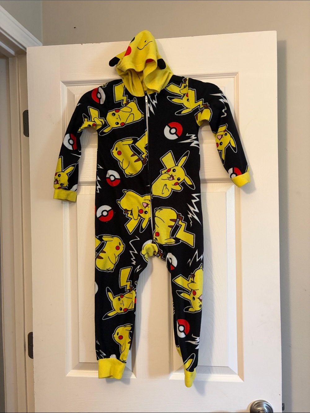 Pokemon Pikachu Kids Fleece One-Piece Footie - Black & Yellow